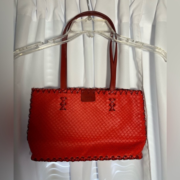 MALIPARMI Red Croc Leather Shoulder Bag